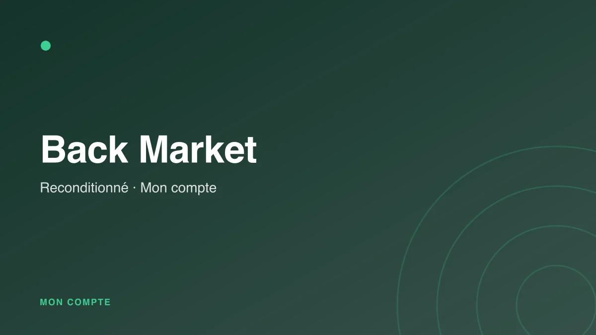 Connexion à mon compte Back Market